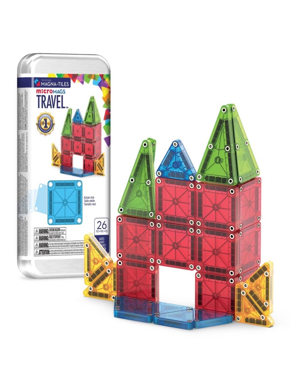 Magna-Tiles microMags Travel set, 26 piece set in a travel storage tin